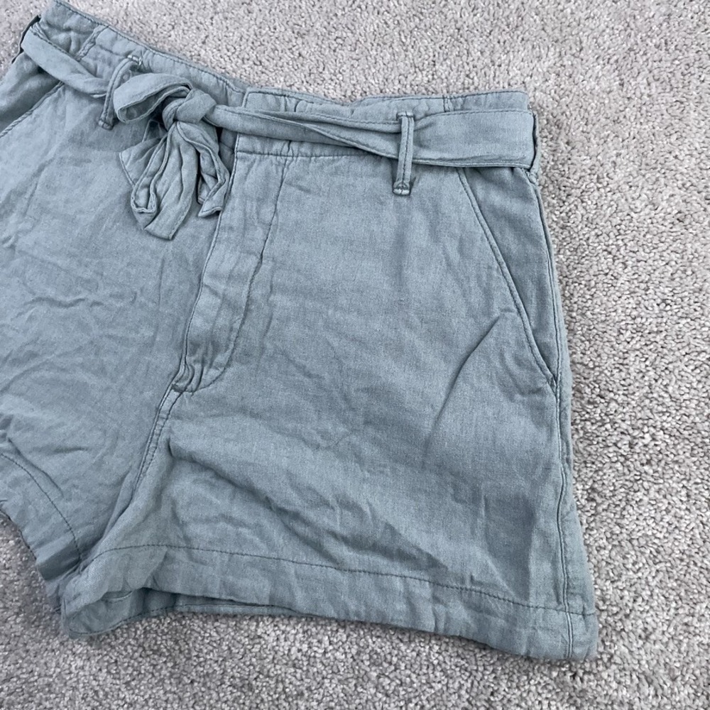 Abercrombie and Fitch Shorts Womens Medium Green Linen Blend Waist‎ Tie NEW NWT - Picture 2 of 15
